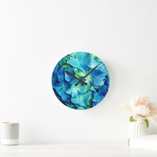 Blue Hydrangea Runde Wanduhr (Zuhause)