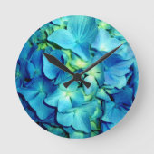Blue Hydrangea Runde Wanduhr (Vorderseite)