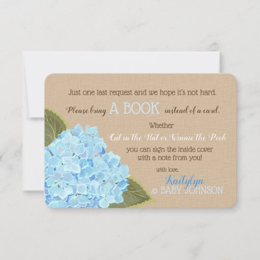 Blue Hydrangea Rustic Read a Book Card Einladung (Vorderseite)