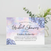 Blue Hydrangea Rustic Watercolor Brautparty Einladung (Stehend Vorderseite)