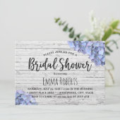 Blue Hydrangea Rustic Wedding Brautparty Einladung (Stehend Vorderseite)