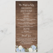 Blue Hydrangea Rustic Wood String Light Wedding Programm (Rückseite)