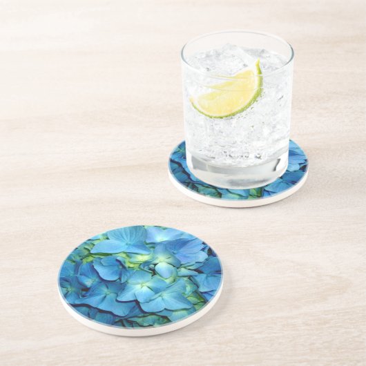 Blue Hydrangea Sandstein Untersetzer (Seite)