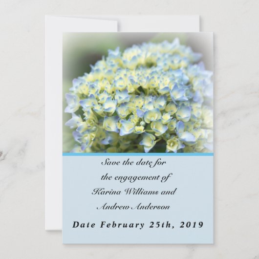 Blue Hydrangea Save the Date-Karte Save The Date (Vorderseite)
