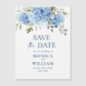 Blue Hydrangea Save the Date Magnetkarte (Vorderseite)