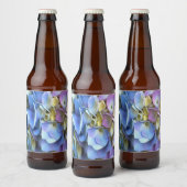Blue Hydrangea Shrub Artistic Bossom Bierflaschenetikett (Flaschen)