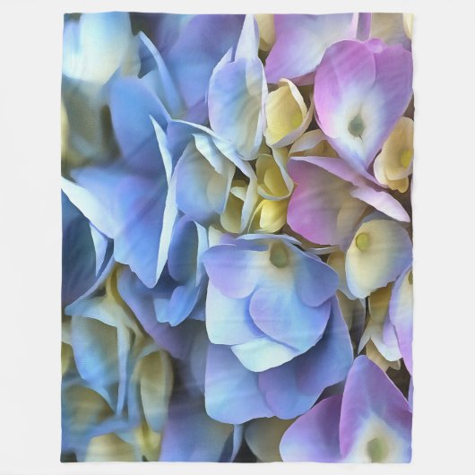 Blue Hydrangea Shrub Artistic Bossom Fleecedecke (Vorderseite)