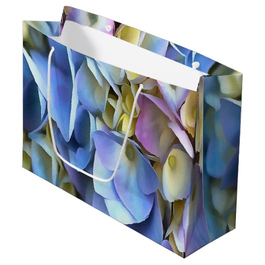 Blue Hydrangea Shrub Artistic Bossom Große Geschenktüte (Vorderseite Schrägansicht)