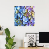 Blue Hydrangea Shrub Artistic Bossom Poster (Heimbüro)