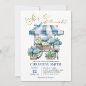 Blue Hydrangea Sie ist vom Market Brautparty. Einladung (Vorderseite)