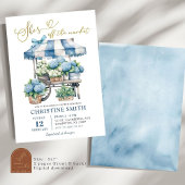 Blue Hydrangea Sie ist vom Market Brautparty. Einladung