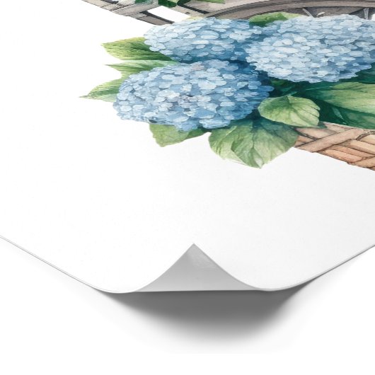 Blue Hydrangea Sie ist vom Markt Brautparty Poster (Ecke)