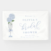  Blue Hydrangea & Silver Champagne Welcome Banner (Horizontal)
