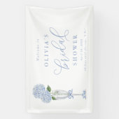  Blue Hydrangea & Silver Champagne Welcome Banner (Vertikal)