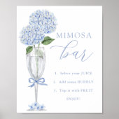 Blue Hydrangea, Silver Mimosa Bar Dusche Poster (Vorne)