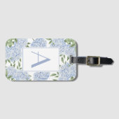 Blue Hydrangea Single Initial Monogram Custom Gepäckanhänger (Vorderseite (Horizontal))