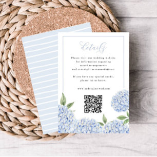 Blue Hydrangea Skriptdetails mit QR Code Small Begleitkarte
