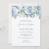 Blue Hydrangea Something Blue Bridal Shower Invite Einladung (Vorderseite)
