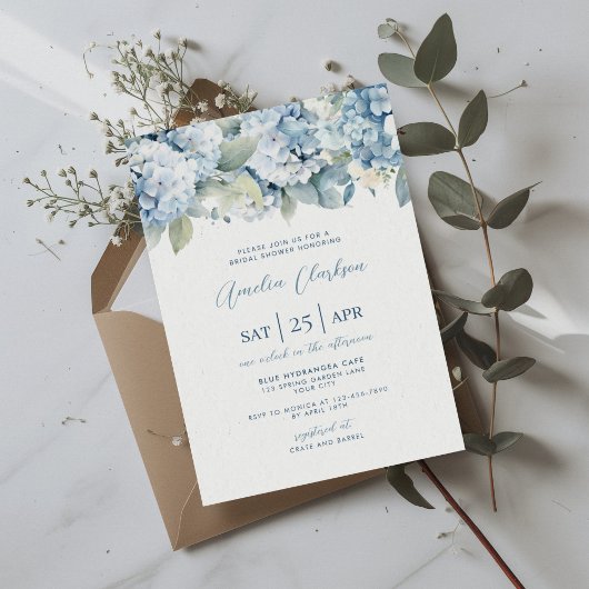 Blue Hydrangea Something Blue Bridal Shower Invite Einladung