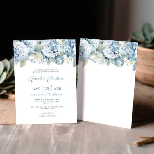 Blue Hydrangea Something Blue Bridal Shower Invite Einladung