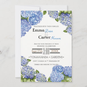 Blue Hydrangea Spring Blume Einladung Hochzeit