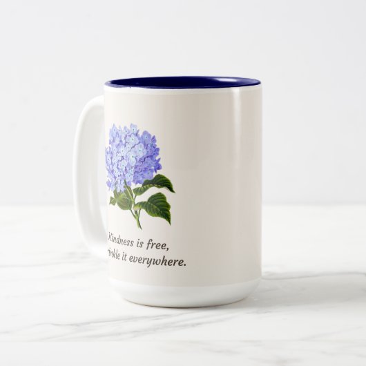 Blue Hydrangea Sprinkle Zweifarbige Tasse (Vorderseite Links)