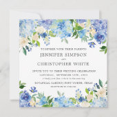 Blue Hydrangea Square Hochzeitskarten Einladung (Vorderseite)