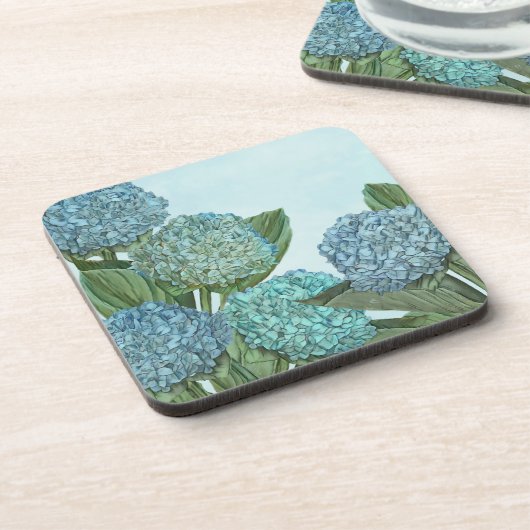 Blue Hydrangea Square Paper Untersetzer (Linke Seite)