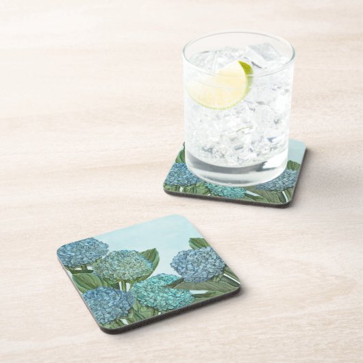 Blue Hydrangea Square Paper Untersetzer (Rechte Seite)