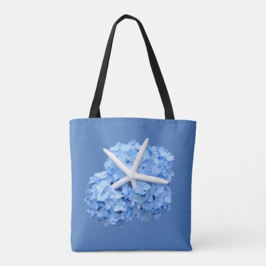 Blue Hydrangea Starfish Beach Hochzeitsgeschenktas Tasche (Rückseite)