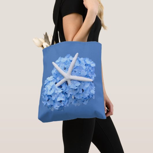 Blue Hydrangea Starfish Beach Hochzeitsgeschenktas Tasche (Von Nahem)