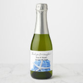 Blue Hydrangea Starfish Danke Schaumweinetikett (Vorderseite)