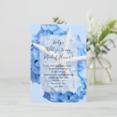 Blue Hydrangea Starfish ist meine Bridesmaid-Karte (Stehend Vorderseite)