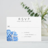 Blue Hydrangea Starfish Wedding RSVP Card Karte (Stehend Vorderseite)