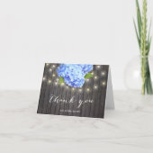 Blue Hydrangea String Lights Barn Wood Vielen Dank Dankeskarte (Vorderseite)