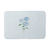 Blue Hydrangea Stripe Pattern Coastal Badematte (Vorderseite)