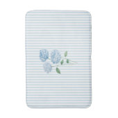 Blue Hydrangea Stripe Pattern Coastal Badematte (Vorderseite Vertikal)
