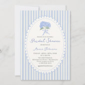 Blue Hydrangea Stripes Bridal Shower Invitation Einladung (Vorderseite)