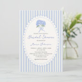 Blue Hydrangea Stripes Bridal Shower Invitation Einladung (Stehend Vorderseite)