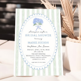 Blue Hydrangea Stripes Bridal Shower Invitation Einladung