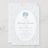 Blue Hydrangea Stripes Bridal Shower Invitation Einladung (Vorderseite)