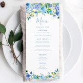Blue Hydrangea Summer Floral Wedding Menus Menükarte