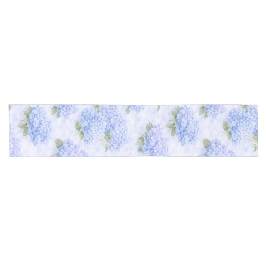 Blue Hydrangea Table Runner | Coastal Hamptons  Kurzer Tischläufer (Horizontal)