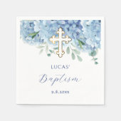 Blue Hydrangea Taufe Serviette (Vorderseite)