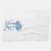 Blue Hydrangea Teapot Bauernhof Pastel Floral Geschirrtuch (Horizontal)