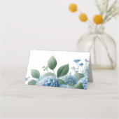 Blue Hydrangea Tischsitznummern Platzkarte (Rückseite)