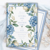 Blue Hydrangea & Tulip Wedding Einladung