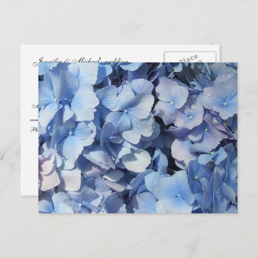 Blue Hydrangea UAWG Wedding Einladungspostkarte (Vorne/Hinten)