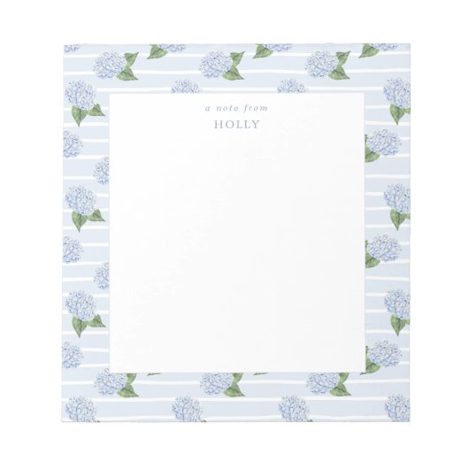 Blue Hydrangea überall im Blut Personalisiert Notizblock (Vorderseite)