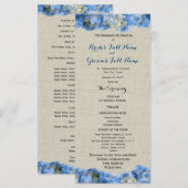 Blue Hydrangea und Burlap Wedding Programm (Vorne/Hinten)